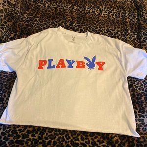 Playboy white “cropped” tee